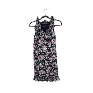 Ralph Lauren Girls Floral Dress Size 14 Blue Ruffle Cotton Lined Sleeveless